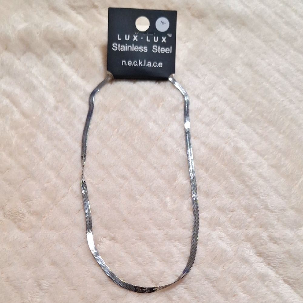 Silver Stainless Steel Snake Chain Necklace 16"